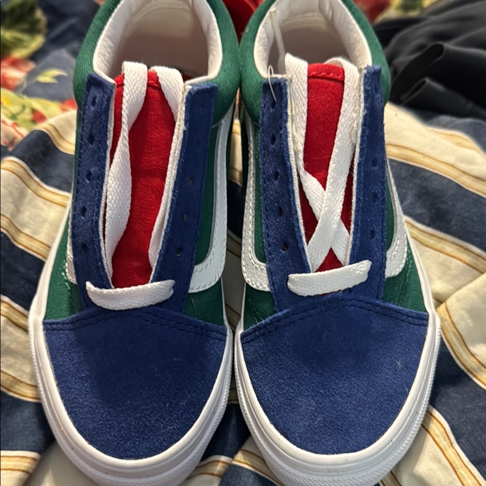 Vans Blue and Green Sneakers Classic Low-Top Design